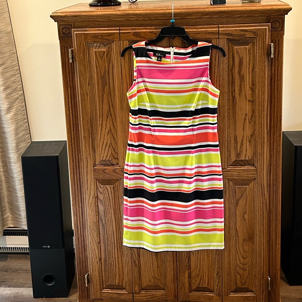 Colorful Striped Sleeveless Dress Size 8